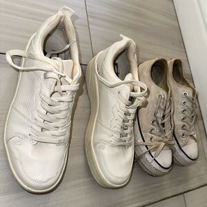 White Leather Zara and converse Sneakers